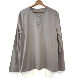 Vustra Light Grey Henley Men's XL Organic Cotton Long Sleeves NEW NWT